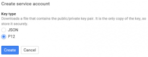 Google Developers console Service Account Credentials