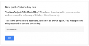 Google Developers console Service Account Credentials