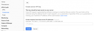 Create public API server key